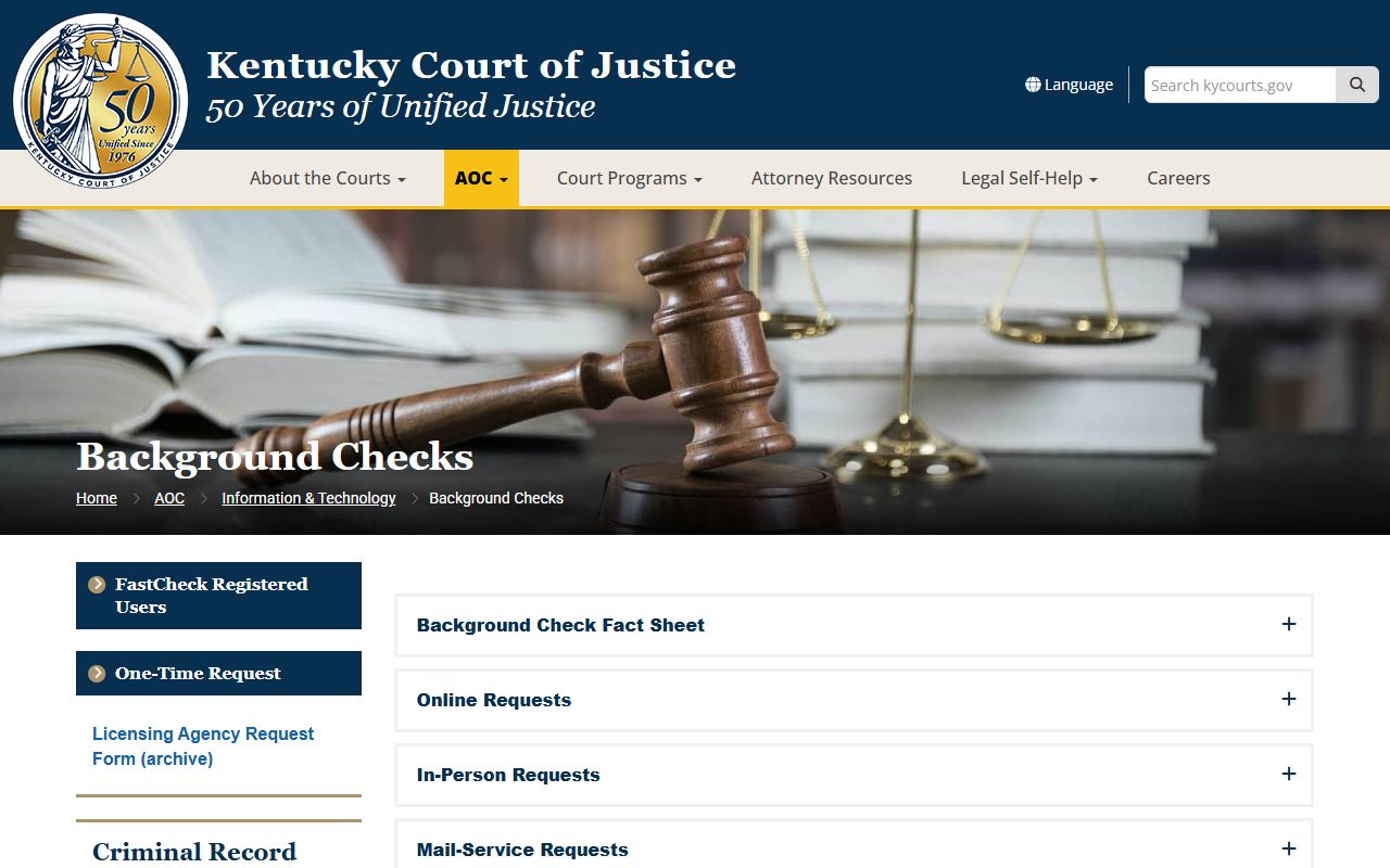 Gallatin County court records AOC FastCheck report access