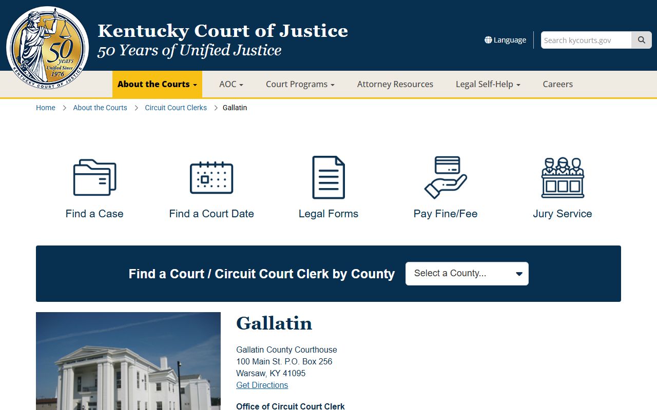 Gallatin County court records courthouse and court schedule